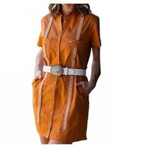 NEW TEXAS STANDARD tejas guayabera dress in solid burnt orange